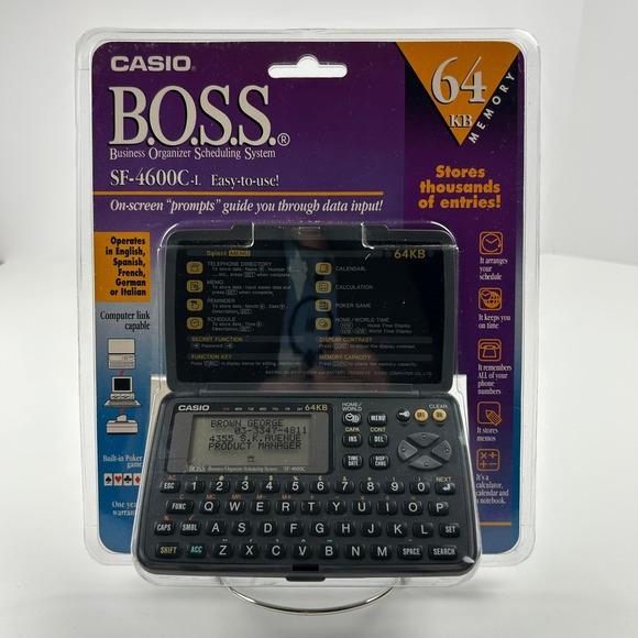 Casio Other - Vintage Casio BOSS SF-4600C-L Digital Business Organizer Sealed NOS 64KB PDA